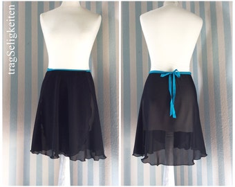 Black ballet wrap skirt, ballet chiffon skirt, rehearsal skirt, balletwear, rehearsal ballet skirt, elastic waistband, dance clothing