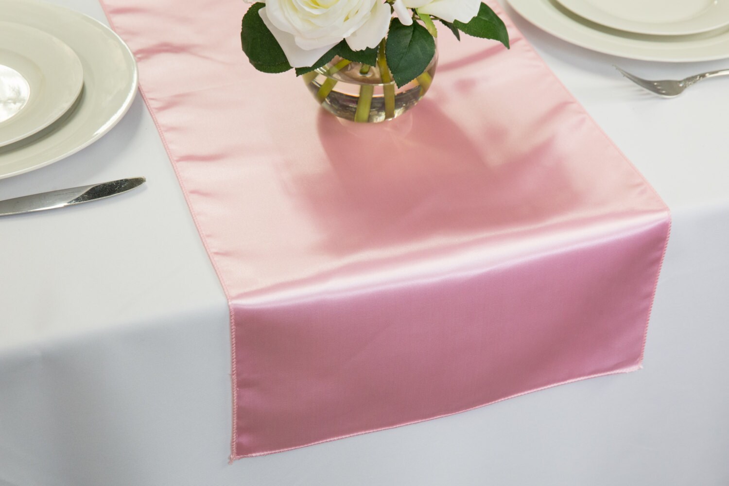 Pink Satin Table Runner Wedding Table Runners