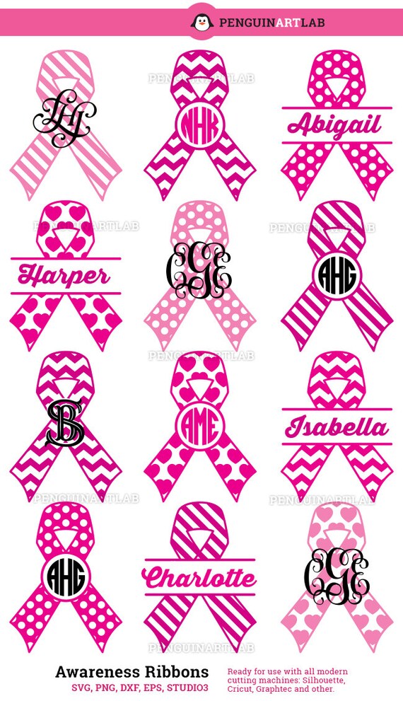 Download Awareness Ribbons SVG Cut Files Monogram Frames and