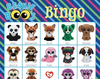 Beanie Boos Bingo Cards ~ 14 Unique Cards with EXTRA LARGE calling cards for little hands — Instant Digital Download