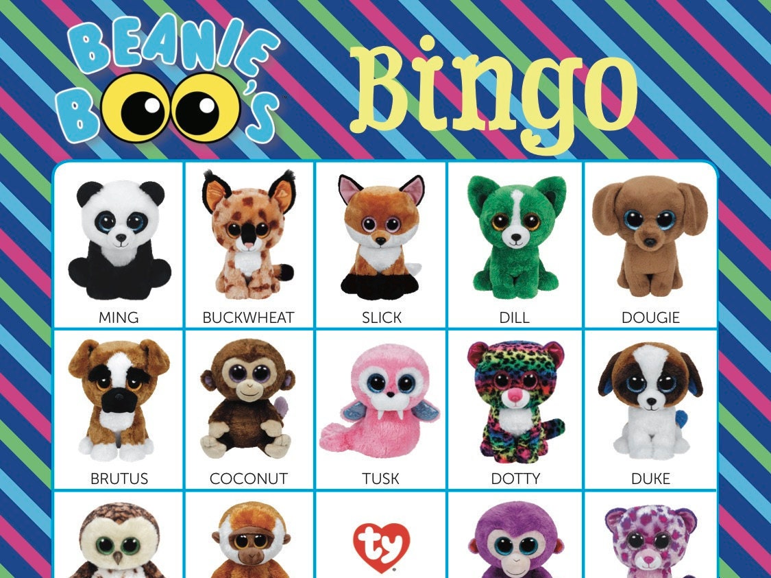 Beanie Boos Bingo Cards 14 Unique Cards with EXTRA LARGE
