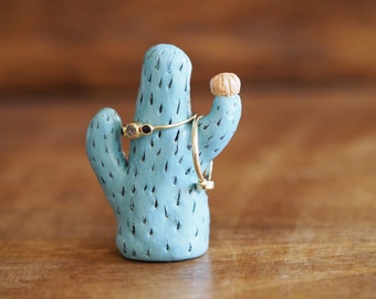 Cactus ring holder - Cactus art - Cactus jewelry holder -Cactus jewelry storage -Cactus wedding favor -Gift for her -Ring tree -Cactus decor