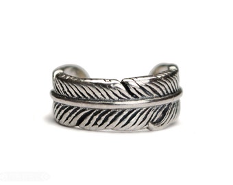 Feather Ear Cuff Earring Sterling Silver Ear Wrap Earrings Boho Jewelry - ECU007 SS