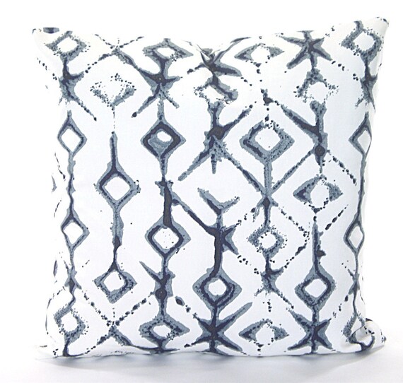 Navy Gray White Throw Pillow Covers Cushions Vintage Indigo
