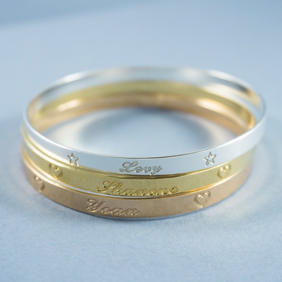 Personalized Rose Gold Bracelet Engraved Bangle Personalized