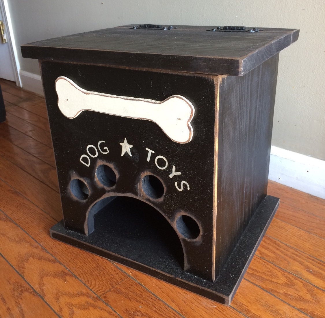 grey dog toy box