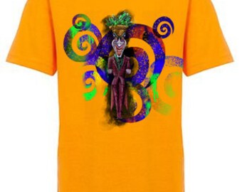 Joker Youth Tshirt, Batman, T-shirt, Tiki Art, Heath Ledger, Harley Quinn, DC, Hawaii, Superhero, Hawaiian Cosplay, Costume, Fan, Comic Book