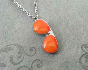 Sunglasses Necklace Orange Sunglasses Charm Necklace Sunglasses Jewelry Glasses Necklace Summer Necklace Summer Jewelry Silver Necklace