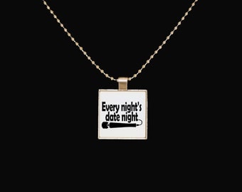 Date night, funny pendant, masturbation, magic wand, funny jewelry, square jewelry, sarcasm, statement necklace, statement jewelry, dildo