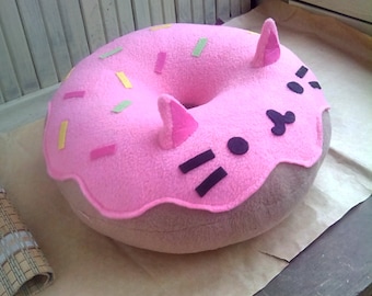 Cat Pillow - Kitty Cat Donut Pillow Plush-Pink-Free Shipping