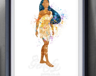 Disney Pocahontas Watercolor Poster Print - Watercolor Painting - Home Decor - Watercolor Art - Kids Decor- Nursery Decor