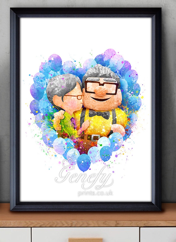 Disney Pixar Up Carl & Ellie Watercolor Poster Print