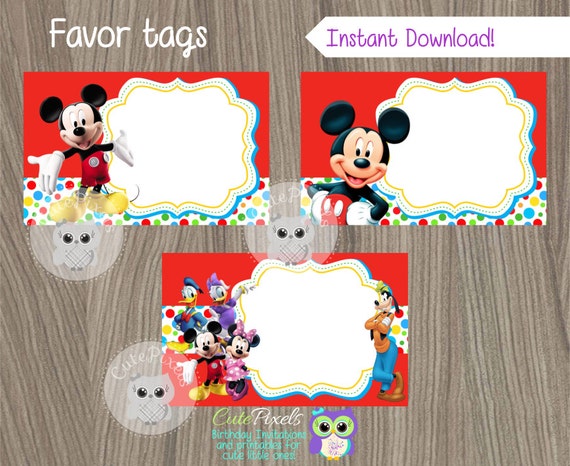 mickey mouse favor tags mickey mouse name tags mickey mouse