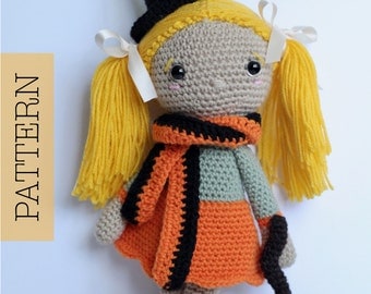 Crochet Amigurumi Doll PATTERN ONLY, Pumpkin Spice, pdf Amigurumi Stuffed Toy Pattern, Halloween