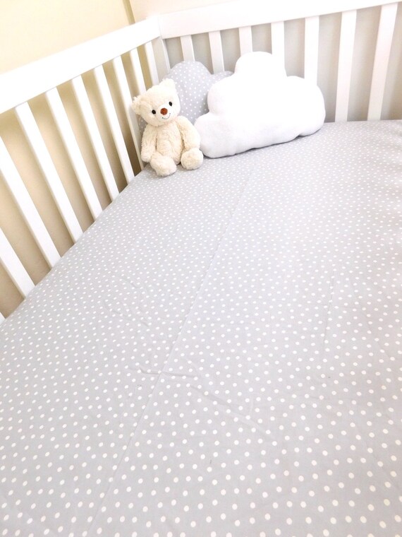Soft grey & white dots fitted crib sheet by BabyQuiltsbyRomiW
