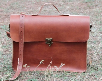 Brown leather laptop bag 15",macbook bag,leather briefcase