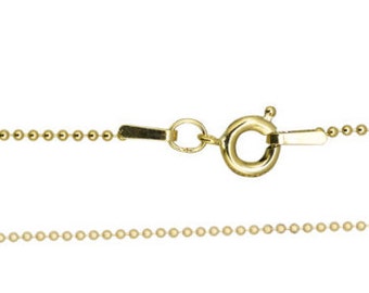 1mm Finished Bead/Ball Chain 16" & 18" with spring ring - Gold Filled (GF) Item # 201-16-SBD