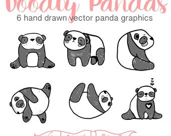 Hand Drawn Cute Panda Clip Art, Doodly Doodle Clip Art, Digital Panda Illustration, Vector Panda Clipart, Printable Instant Download