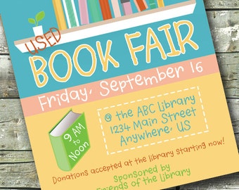 BOOK FAIR ~ Library Flyer ~ Community Event Poster ~ 5x7 Invite ~ 8.5x11 Flyer ~ 11x14 Poster ~ 300 dpi Digital Invitation