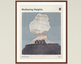 Emily Brontë "Wuthering Heights" - Medium Minimalist Literary Book Cover Print, bookish gift, Classic Literature Poster, Digital Download