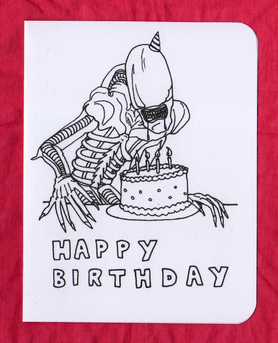 xenomorph birthday card alien birthday card