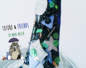 Totoro & Friends by NOVA polish - Glitter Topper, Nail Art, Totoro Nail, Spring Nails, Totoro Costome, Totoro Decal,My neighbor totoro