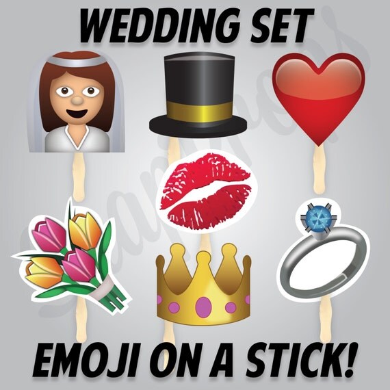 Emoji on a Stick Wedding Set Party Photobooth Prop Large 7