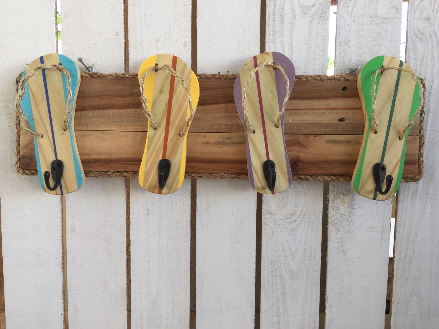 Flip Flop Towel Holder Outdoor shower hooks by FunkieJunkEmporium