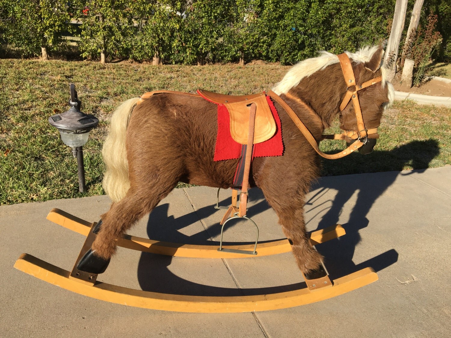 Mid Century Rocking Horse made from Mohair horse mane hair