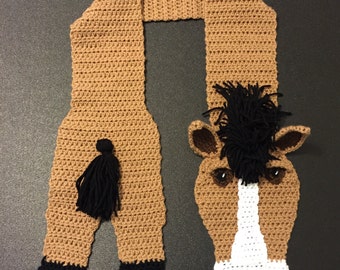 Crochet Horse Scarf, Horse Lover Scarf, Farm Animal Scarf, Pony Scarf, horse lover gift