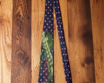 One of a Kind Screen Printed Crane Vintage Tie Retro Necktie Industrial Factory