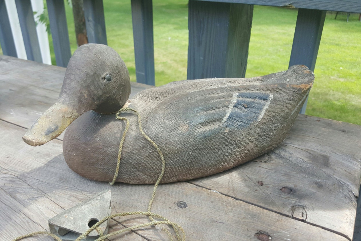 Antique Hand Carved Drake Canvasback Duck Decoy Wisconsin