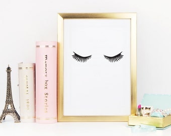 Minimalist Poster Lashes, Makeup Print, Fashion Print, Wall Decor, Minimal Art, Fashion Wall Art, Fashion Poster, Bedroom Print, Glamour Art