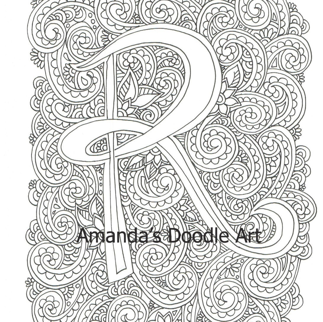 Monogram Letter R Coloring Page