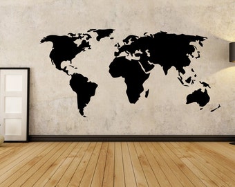 Map Of The World Wall Sticker World Map Wall Decal, Map Wall Sticker, Home Decor, Wall Sticker Vinyl Mural, Globe Wall Decal, Map Wall Sticker, Map Decor - 137