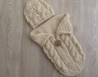 Cocoon, Cable Knit Cocoon, Cocoon for Newborn, Hand Knit Cable Stitch Cocoon,