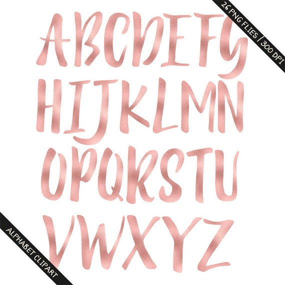 buy 3 for 8 usd rose gold foil alphabet clipart rose gold