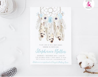 dream catcher baby shower tags