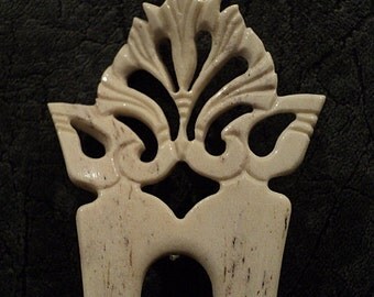 Carved Deer Antler hair fork -Renaissance Medieval-Horn carving- Antler hair fork-Horn hair sticks-