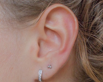 Sterling silver huggie earrings - dainty silver hoops - silver cz earrings - small hoop earrings - huggie hoop earrings - silver earrings