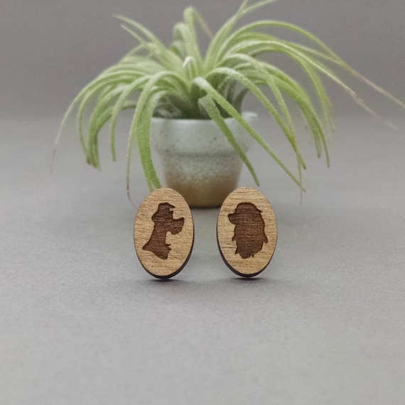 Disney Lady and the Tramp Earrings Laser Engraved Wood