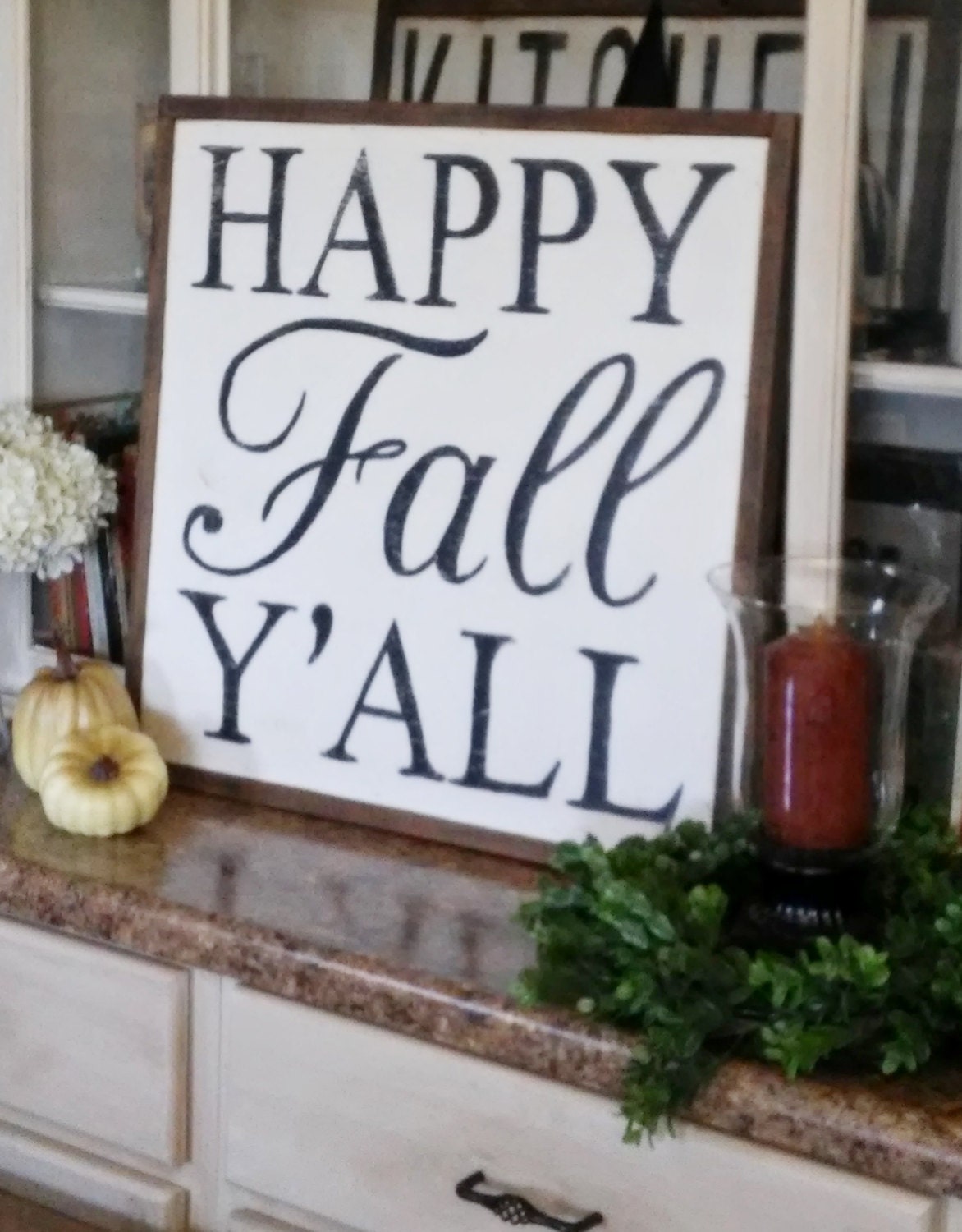Happy Fall Y'All Wood Framed Sign by WillowHillSigns on Etsy