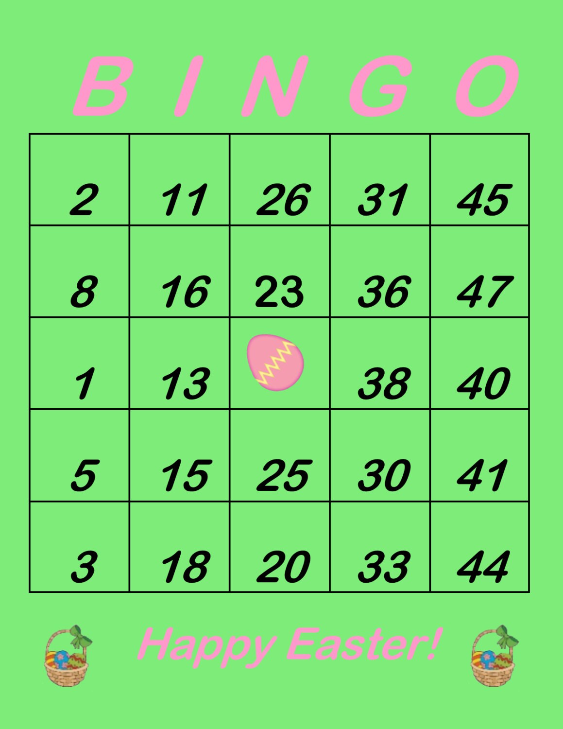 Easter Bingo Cardsset of 30