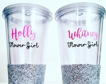 Flower girl Tumbler, Flower girl Gift, Glitter tumbler, Girls gift, Girls Party Cups, Flower Girls Cup, Glitter cup, Flower girl gift
