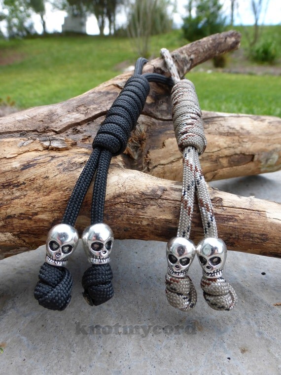 Paracord Knife Lanyard with Skull Beads Various Colors
