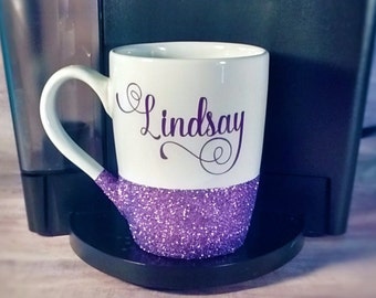 Personalized Coffee Mug - Custom coffee mug - glitter coffee mug