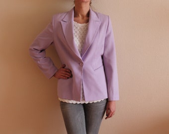 Pale Purple Blazer Women's Purple Jacket Women's Fitted Jacket Classic Jacket Padded Shoulders Medium Size