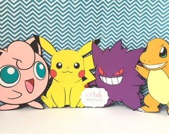 Pokemon Centerpiece, Pokemon Birthday Party, Pokemon Favors, Pokemon Party, Pokemon Favor Bags, Pokemon Die Cuts, Pokemon Birthday