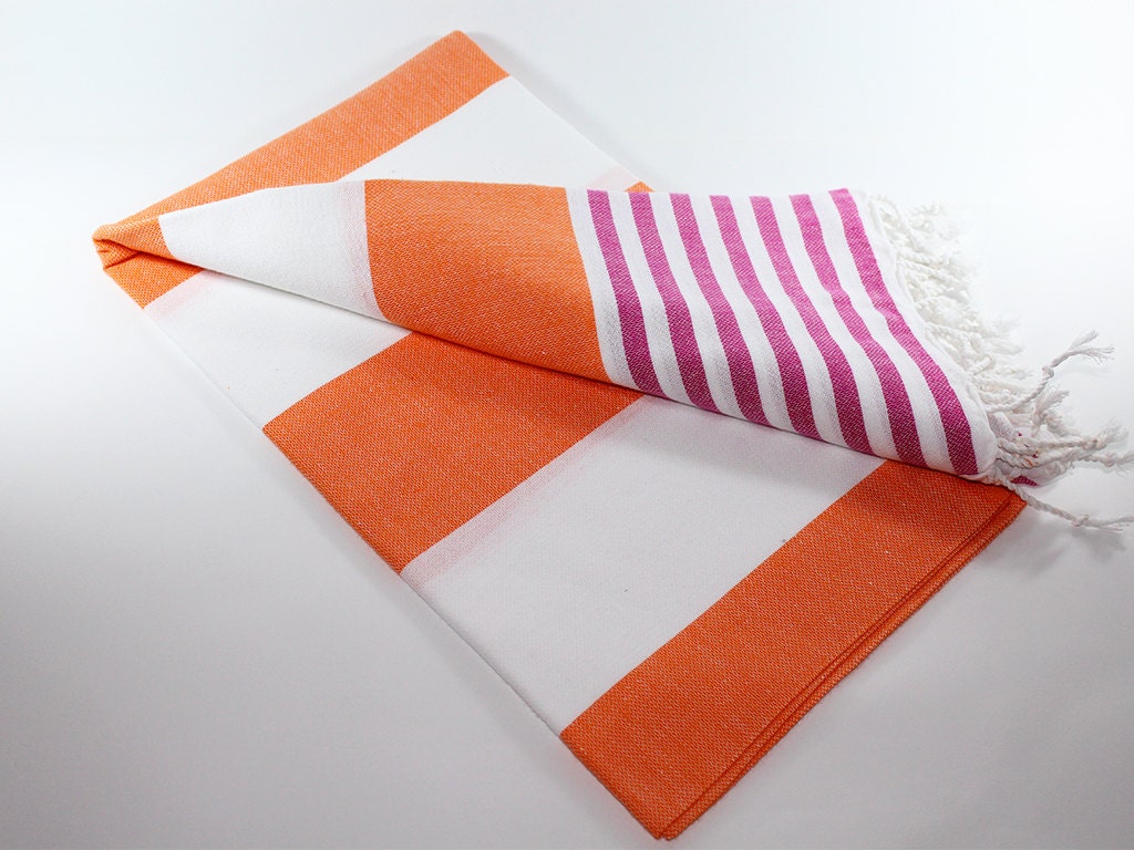 Orange Beach Towel Fuchsia Peshtemal Towel