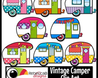 Vintage Camper Clip Art, Retro Camper Clipart, Vintage Trailer, Retro Clip Art, Vintage Clip Art